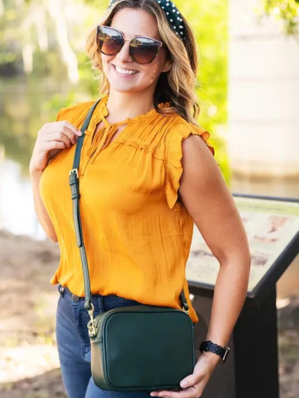 Viv & Lou Emerald Dark Green Crossbody Bag - Elegant Everyday Shoulder Bag